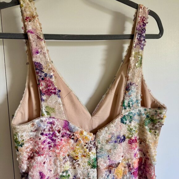 EUC Vera Wang Watercolor Sequins Mermaid Gown 12 - Picture 6 of 7